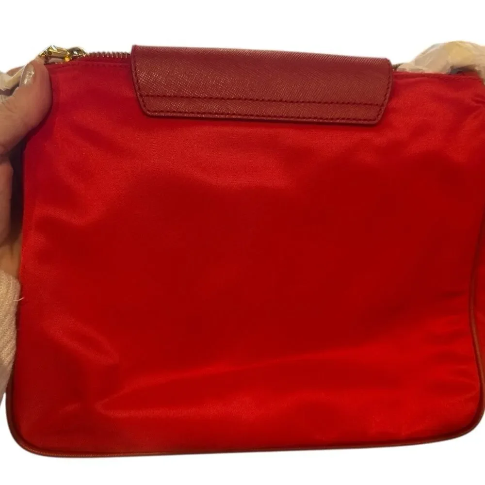 NEW, PRADA Rosso Tessuto Nylon And Saffiano Leather Small Crossbody Bag,